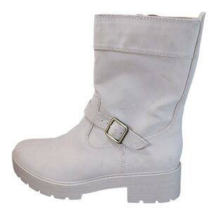 Soul Naturalizer Boots Women's 9 Beige Mid Calf Buckle Accent Zip Lug Sole Shoes